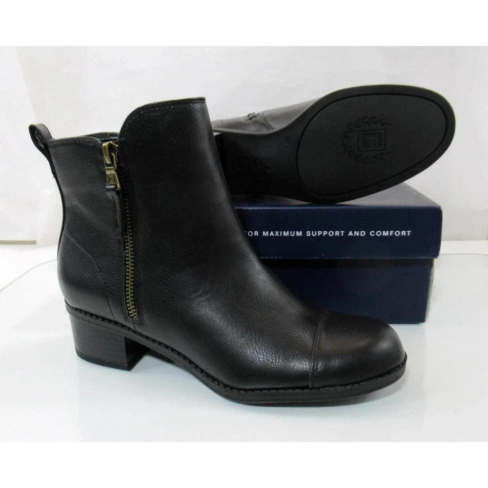 Women's Shoes Chaps PAGE Ankle Boots Booties Double Zip Round Toe Black Size 6 - Picture 6 of 6